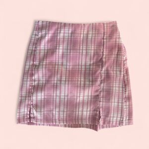SHEIN Pink Gray Ruched Mini Skirt